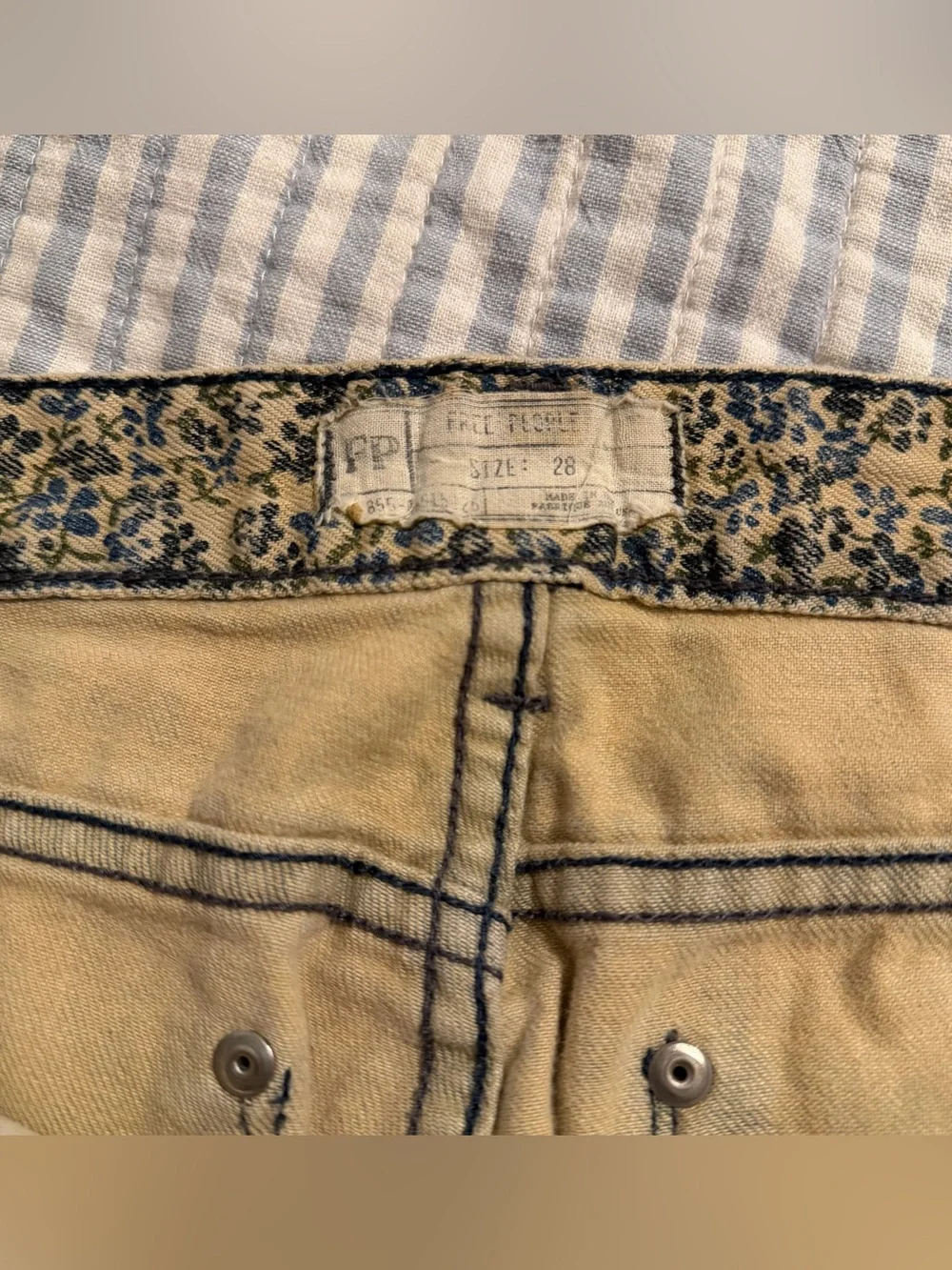 Free People Womens Low-Rise Floral Print Jeans Blue Denim - Size 28